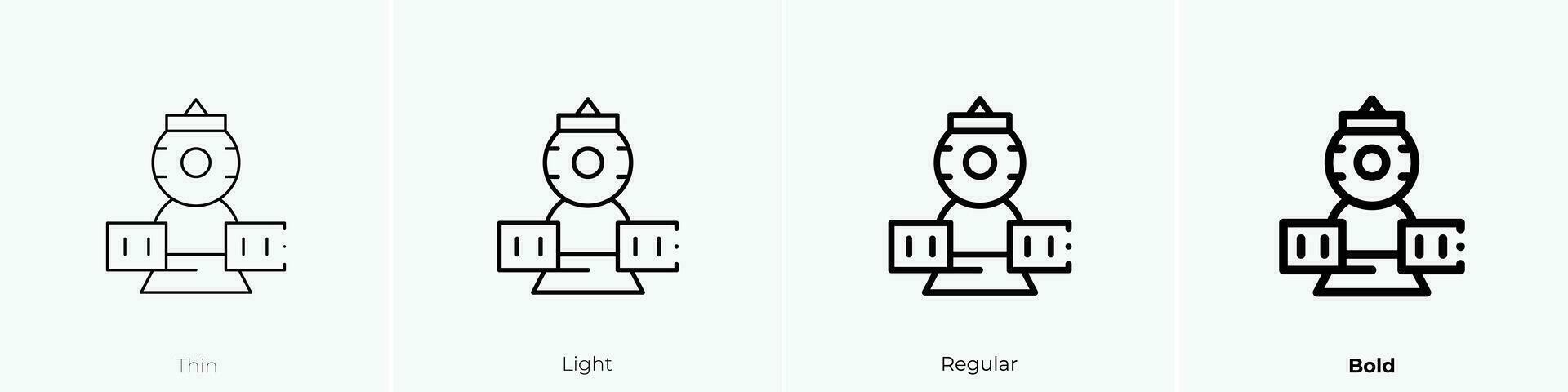 satellite icon. Thin, Light, Regular And Bold style design isolated on white background vector