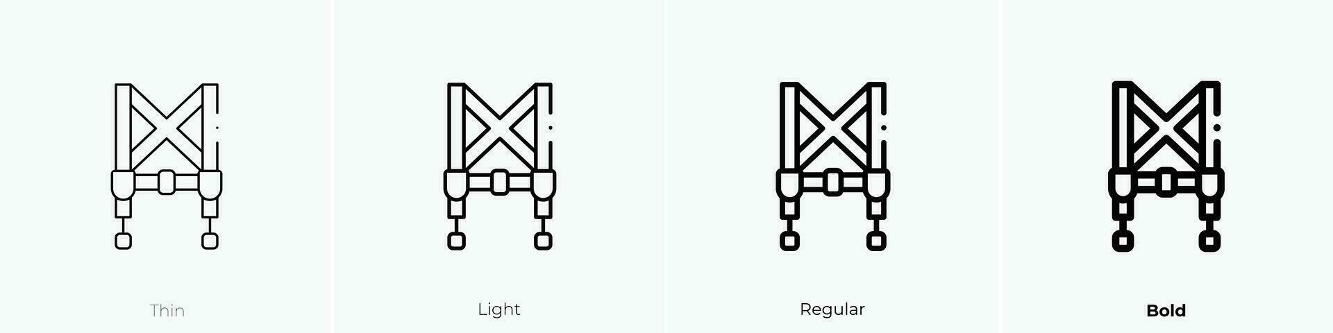 safety harness icon. Thin, Light, Regular And Bold style design isolated on white background vector