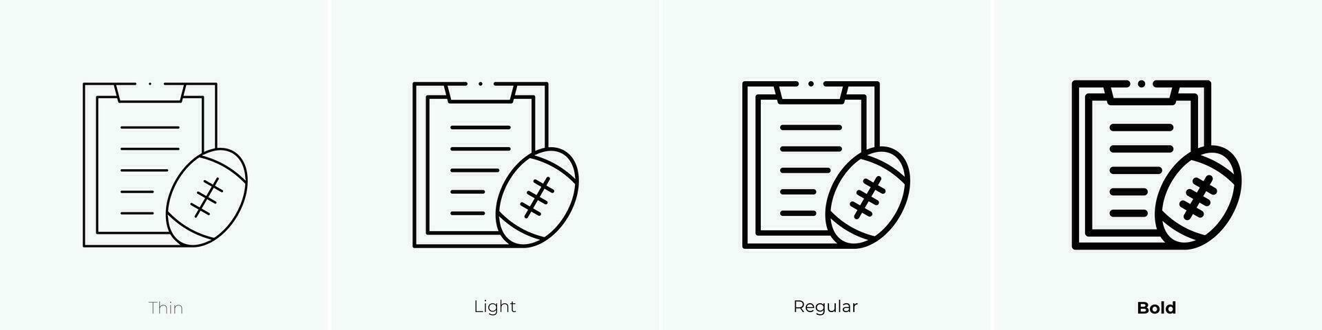 rugby icon. Thin, Light, Regular And Bold style design isolated on white background vector
