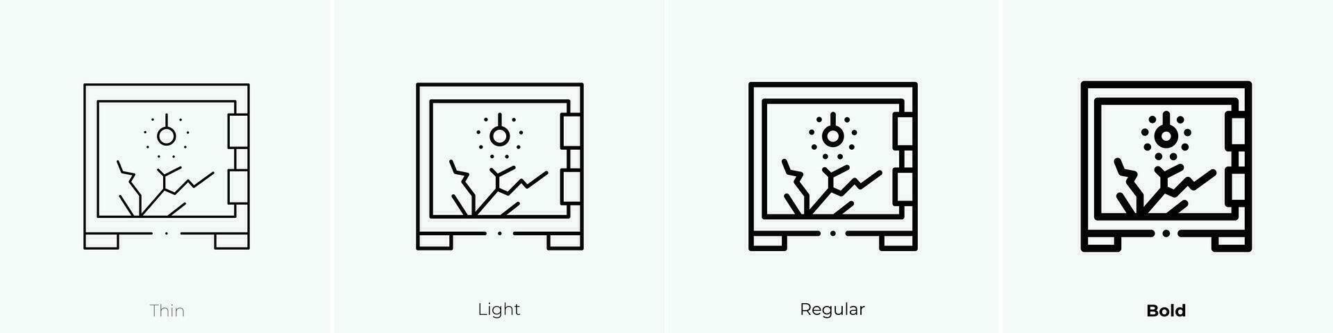 la seguridad caja icono. delgado, luz, regular y negrita estilo diseño aislado en blanco antecedentes vector