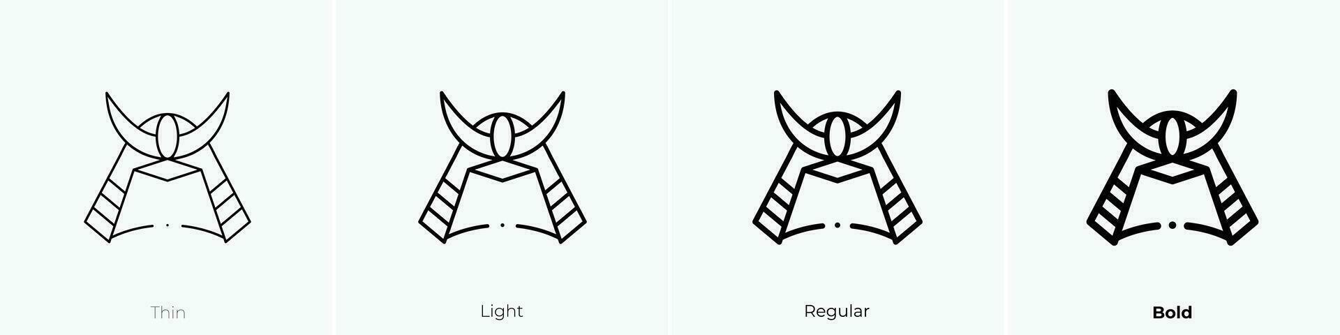 samurai icon. Thin, Light, Regular And Bold style design isolated on white background vector