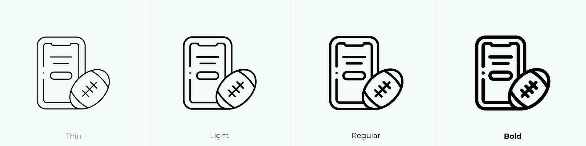 rugby icon. Thin, Light, Regular And Bold style design isolated on white background vector
