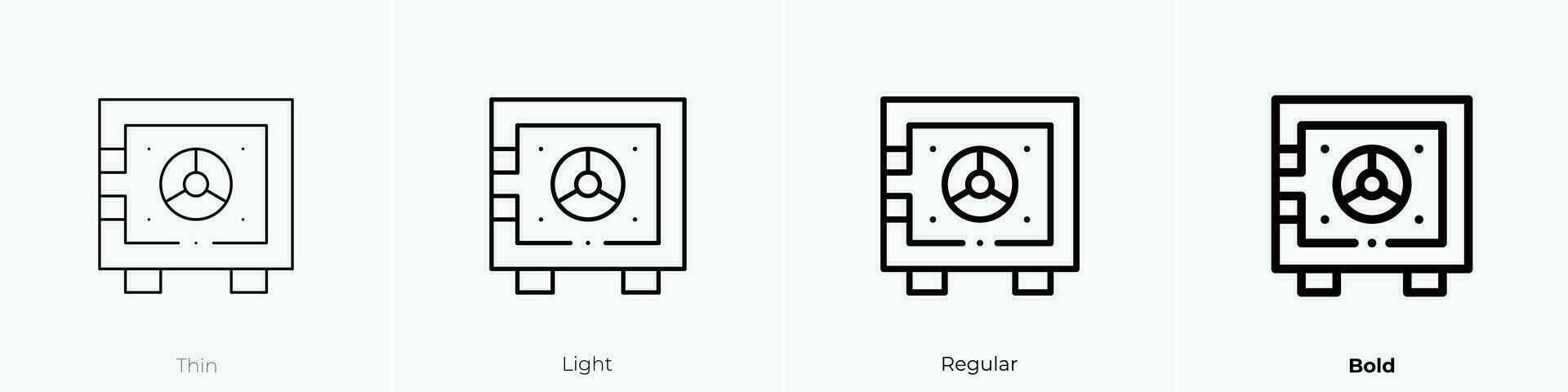 caja fuerte icono. delgado, luz, regular y negrita estilo diseño aislado en blanco antecedentes vector