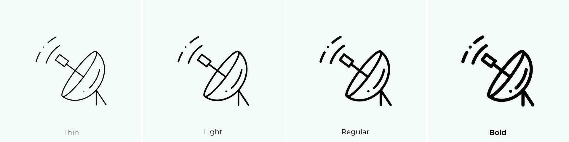 satellite dish icon. Thin, Light, Regular And Bold style design isolated on white background vector
