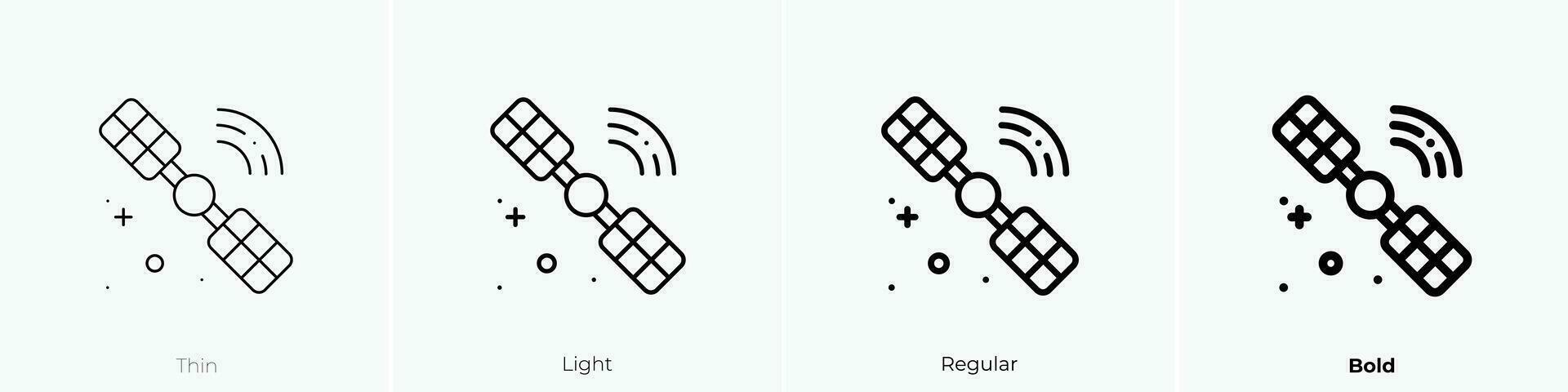 satélite icono. delgado, luz, regular y negrita estilo diseño aislado en blanco antecedentes vector