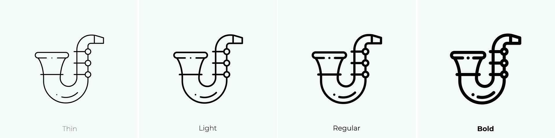 saxophone icon. Thin, Light, Regular And Bold style design isolated on white background vector