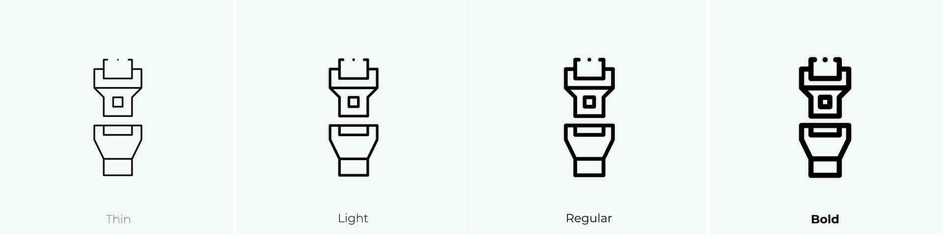 asiento cinturón icono. delgado, luz, regular y negrita estilo diseño aislado en blanco antecedentes vector