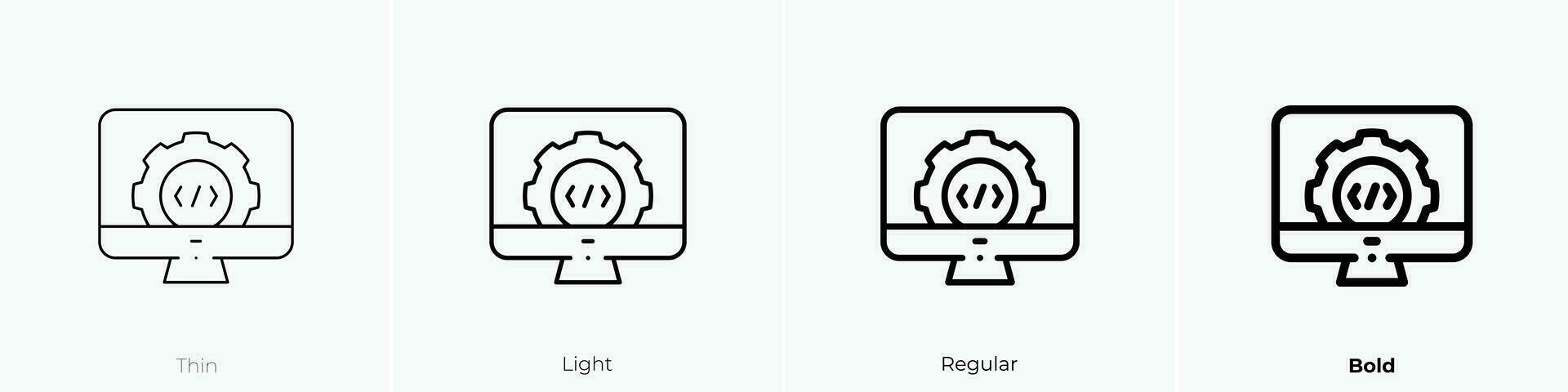 settings icon. Thin, Light, Regular And Bold style design isolated on white background vector