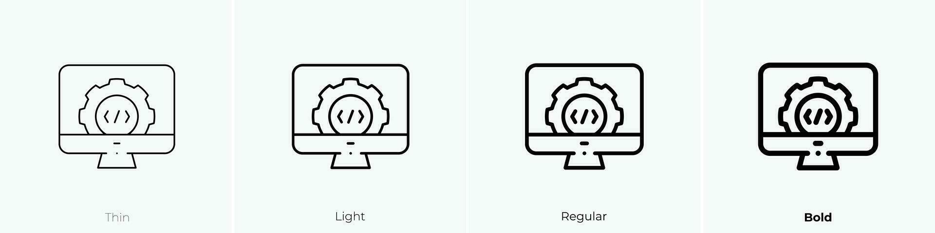 ajustes icono. delgado, luz, regular y negrita estilo diseño aislado en blanco antecedentes vector