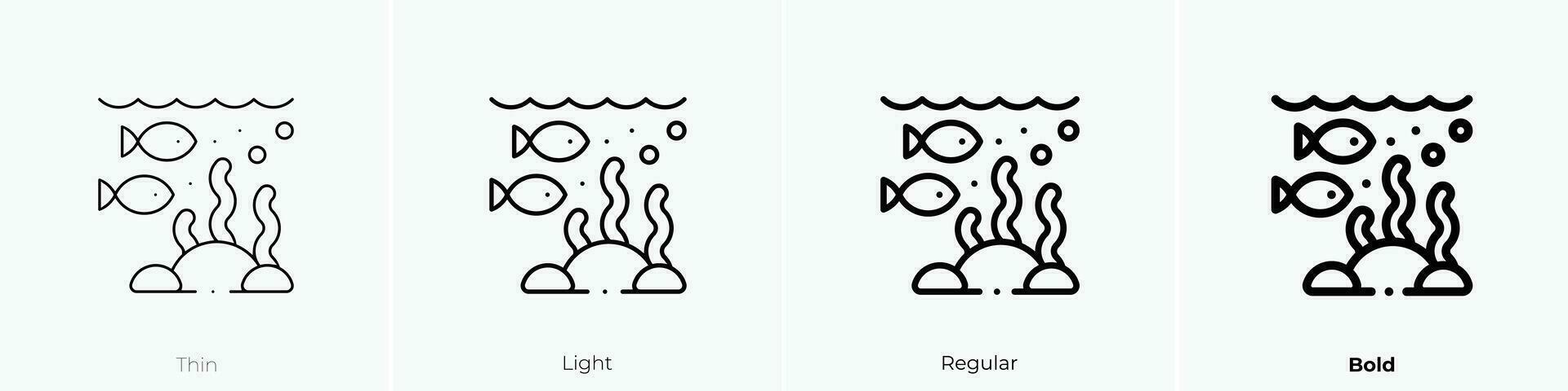 vida marina icono. delgado, luz, regular y negrita estilo diseño aislado en blanco antecedentes vector
