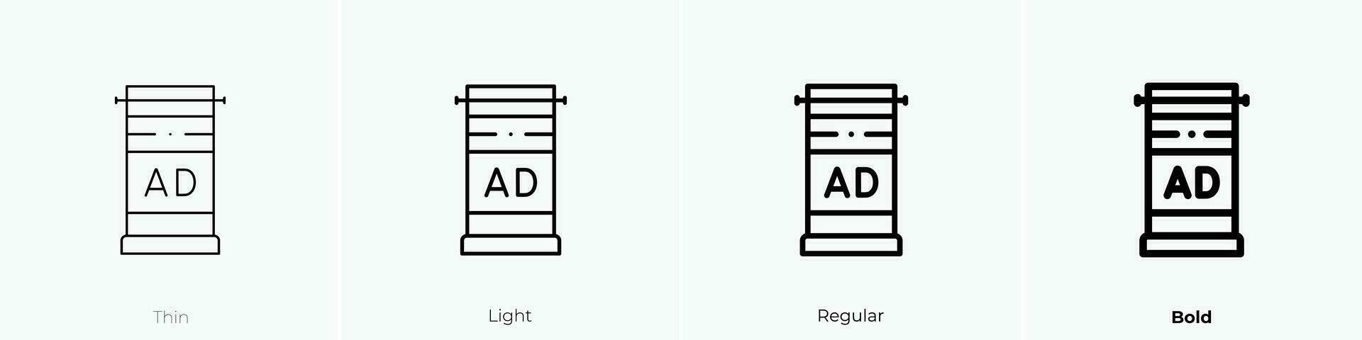 roll up icon. Thin, Light, Regular And Bold style design isolated on white background vector