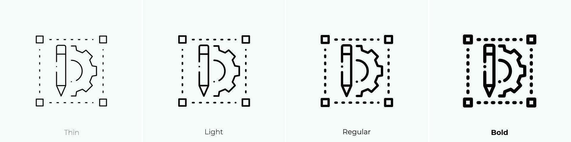 setting icon. Thin, Light, Regular And Bold style design isolated on white background vector