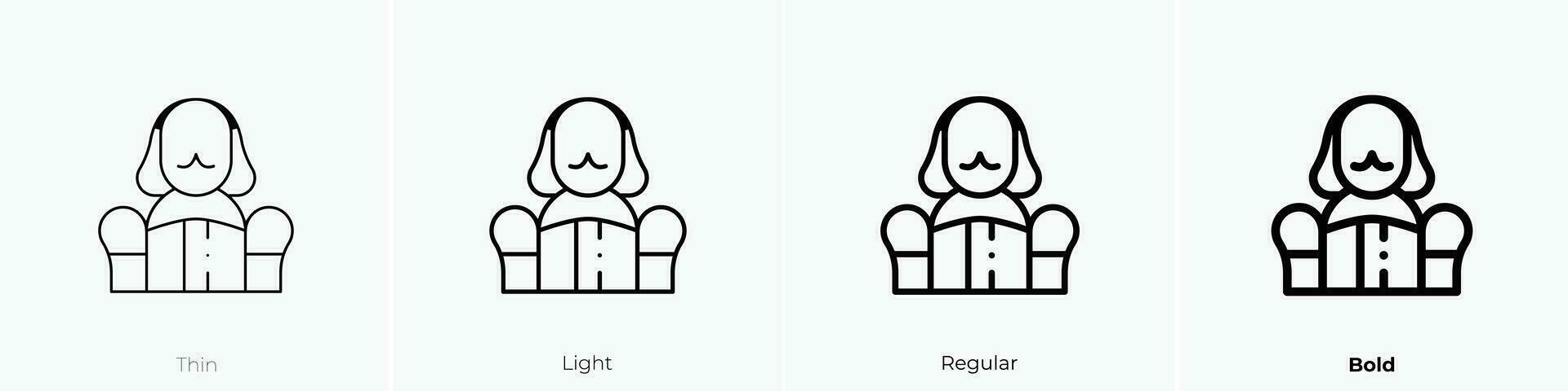 shakespeare icon. Thin, Light, Regular And Bold style design isolated on white background vector