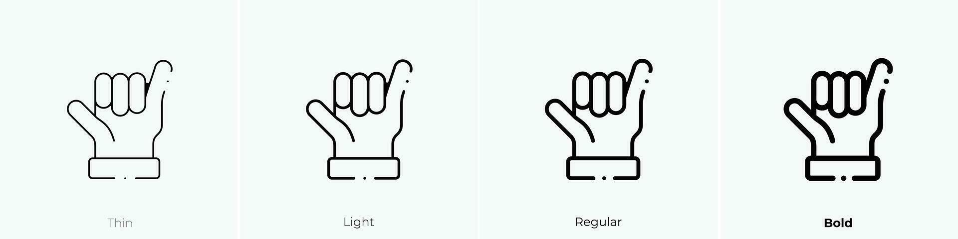 shaka icon. Thin, Light, Regular And Bold style design isolated on white background vector