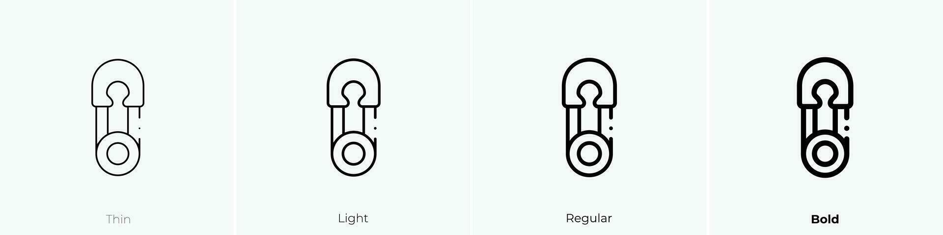 safety pin icon. Thin, Light, Regular And Bold style design isolated on white background vector