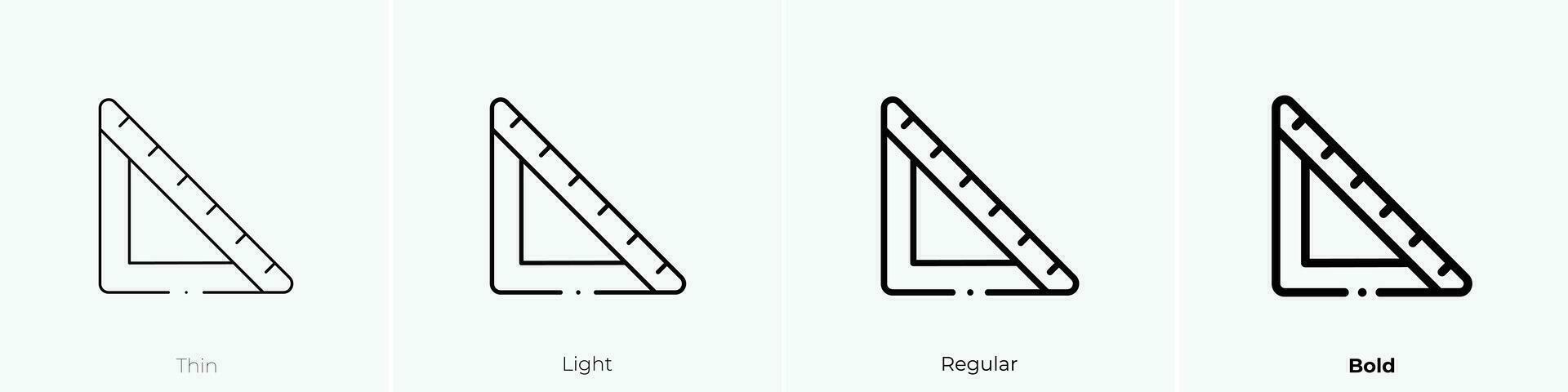 regla icono. delgado, luz, regular y negrita estilo diseño aislado en blanco antecedentes vector