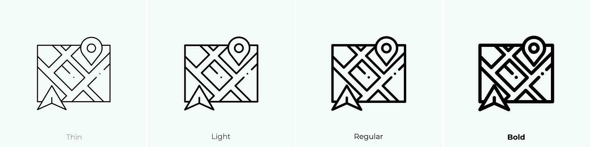 ruta icono. delgado, luz, regular y negrita estilo diseño aislado en blanco antecedentes vector