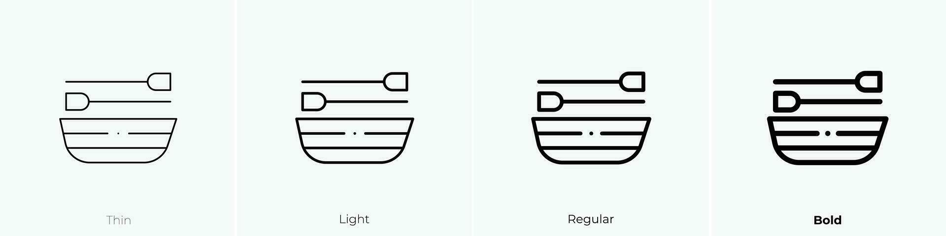 rowboat icon. Thin, Light, Regular And Bold style design isolated on white background vector