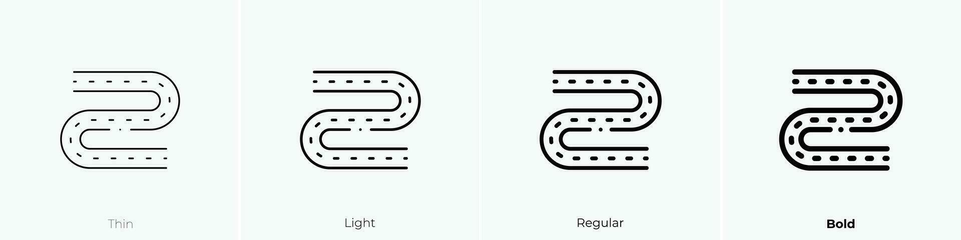 road icon. Thin, Light, Regular And Bold style design isolated on white background vector