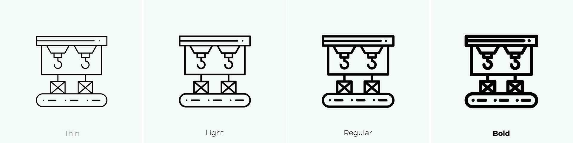 robot arm icon. Thin, Light, Regular And Bold style design isolated on white background vector
