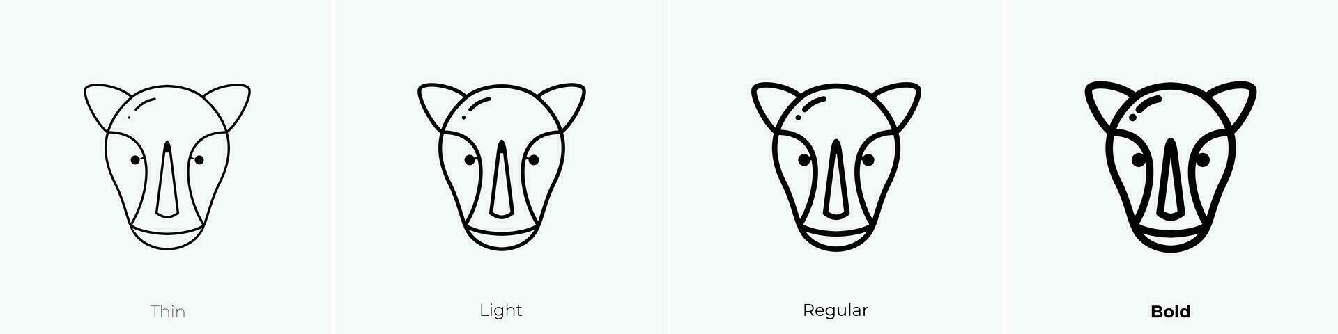 rhino icon. Thin, Light, Regular And Bold style design isolated on white background vector