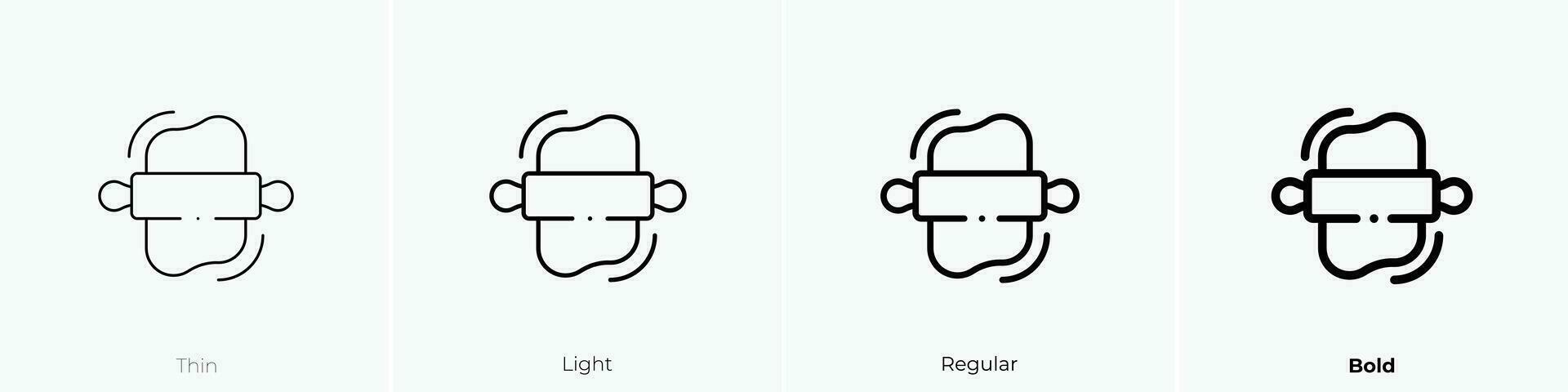 rolling pin icon. Thin, Light, Regular And Bold style design isolated on white background vector