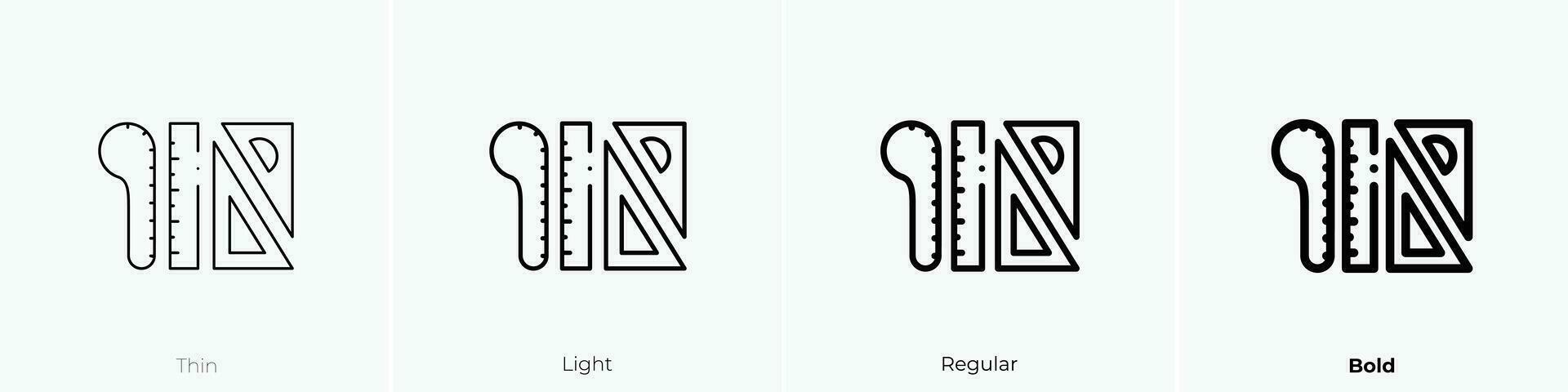 rulers icon. Thin, Light, Regular And Bold style design isolated on white background vector