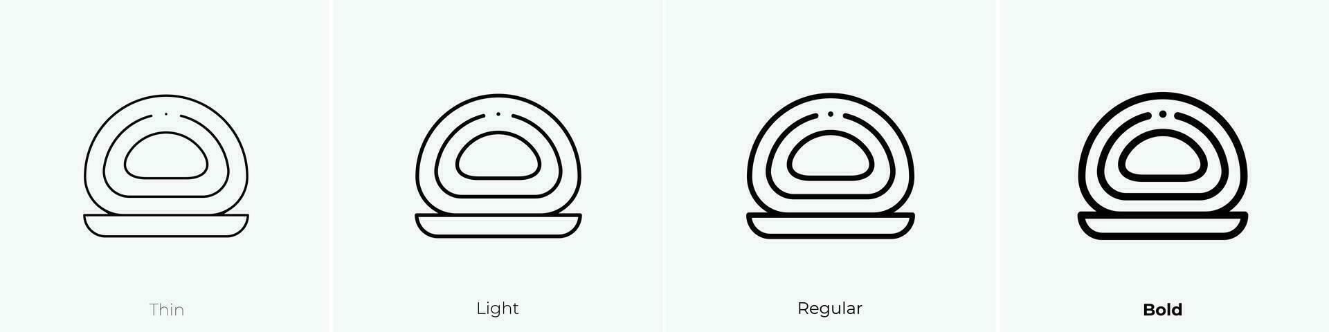 roll cake icon. Thin, Light, Regular And Bold style design isolated on white background vector