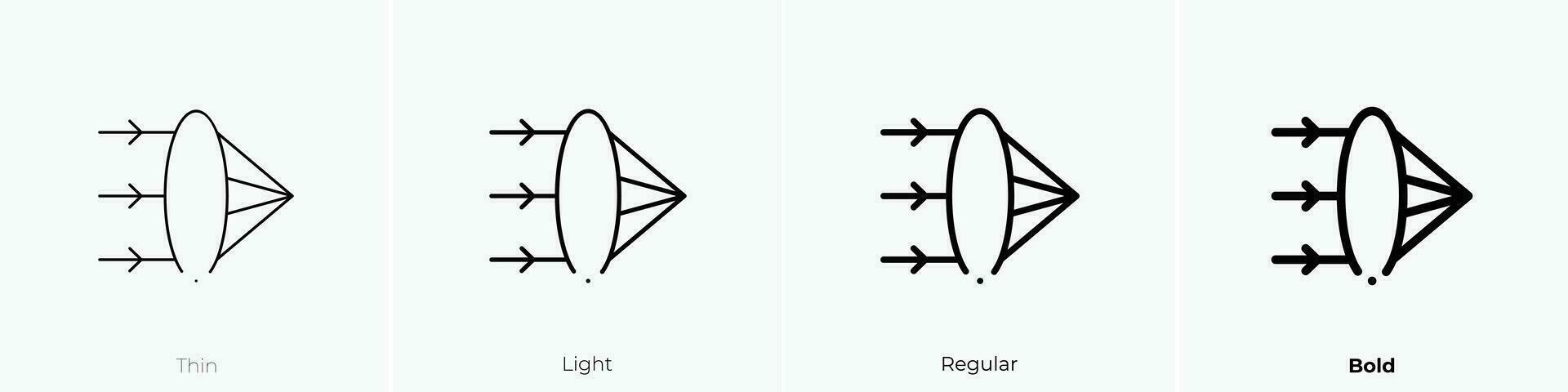 refraction icon. Thin, Light, Regular And Bold style design isolated on white background vector