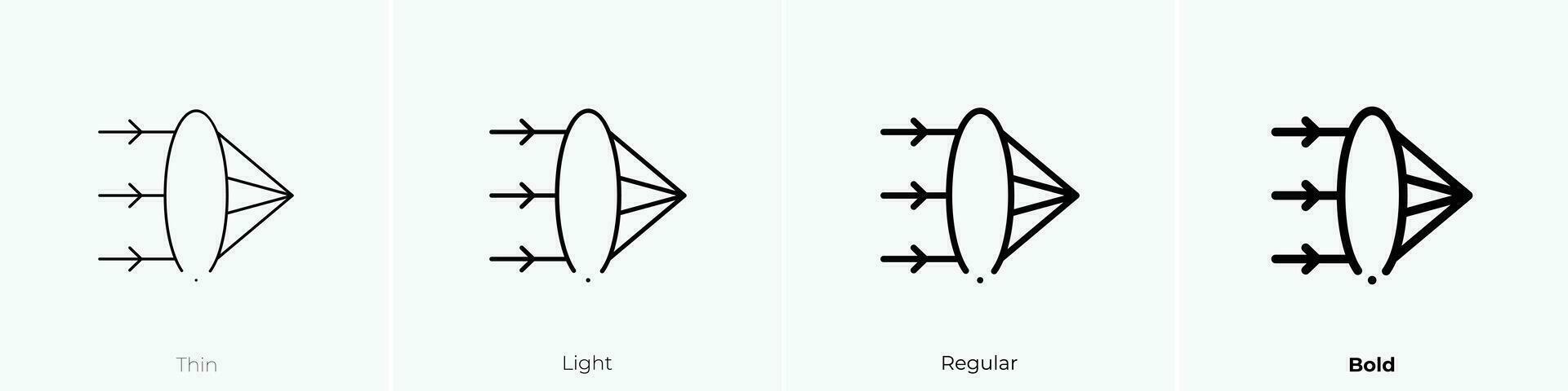 refracción icono. delgado, luz, regular y negrita estilo diseño aislado en blanco antecedentes vector