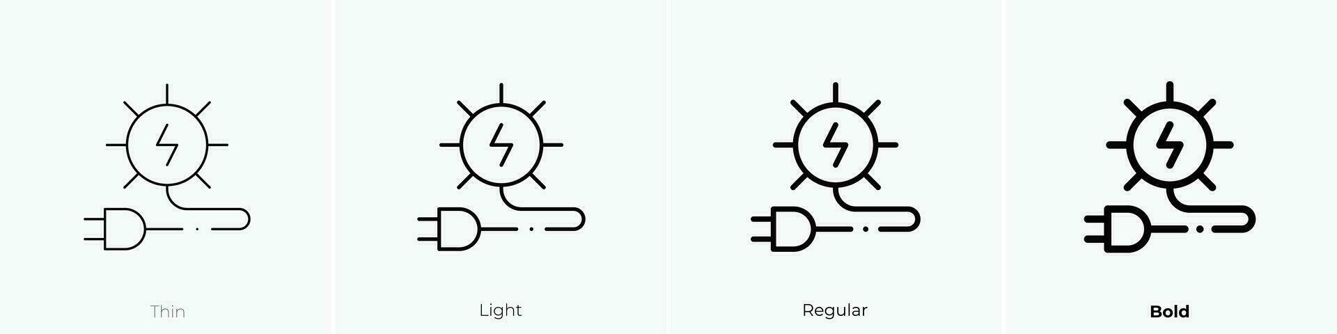 renovable energía icono. delgado, luz, regular y negrita estilo diseño aislado en blanco antecedentes vector