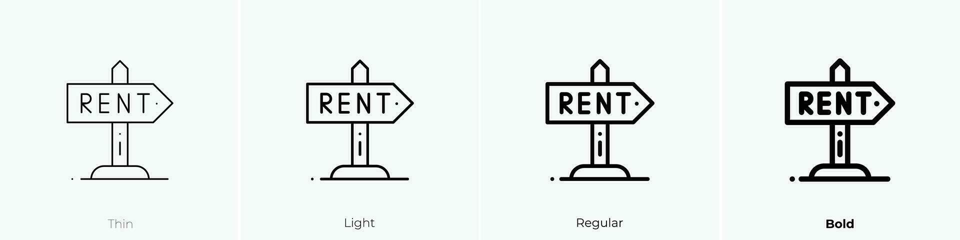 rent icon. Thin, Light, Regular And Bold style design isolated on white background vector