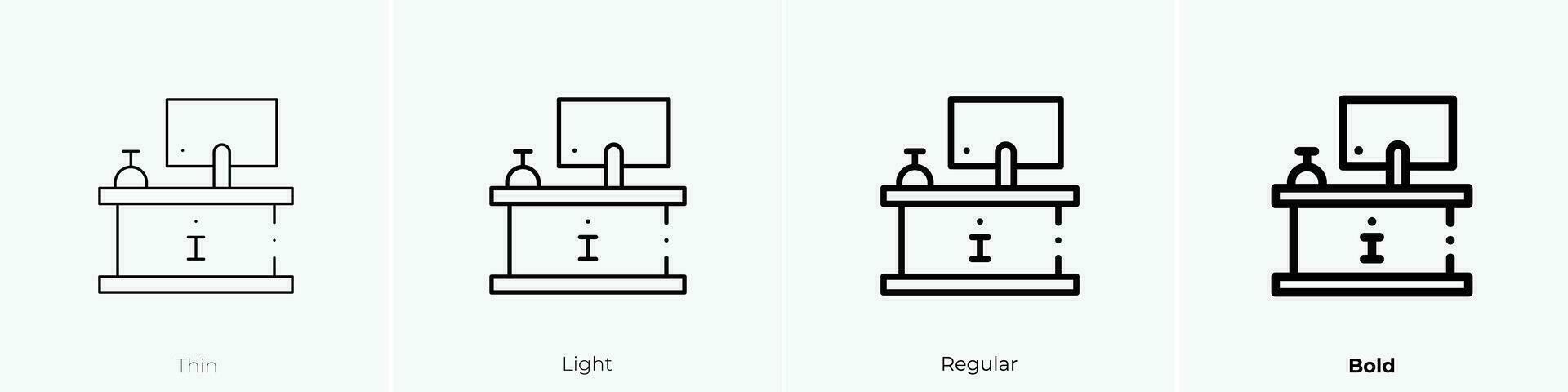 recepción icono. delgado, luz, regular y negrita estilo diseño aislado en blanco antecedentes vector