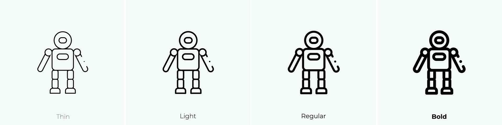 robot icon. Thin, Light, Regular And Bold style design isolated on white background vector
