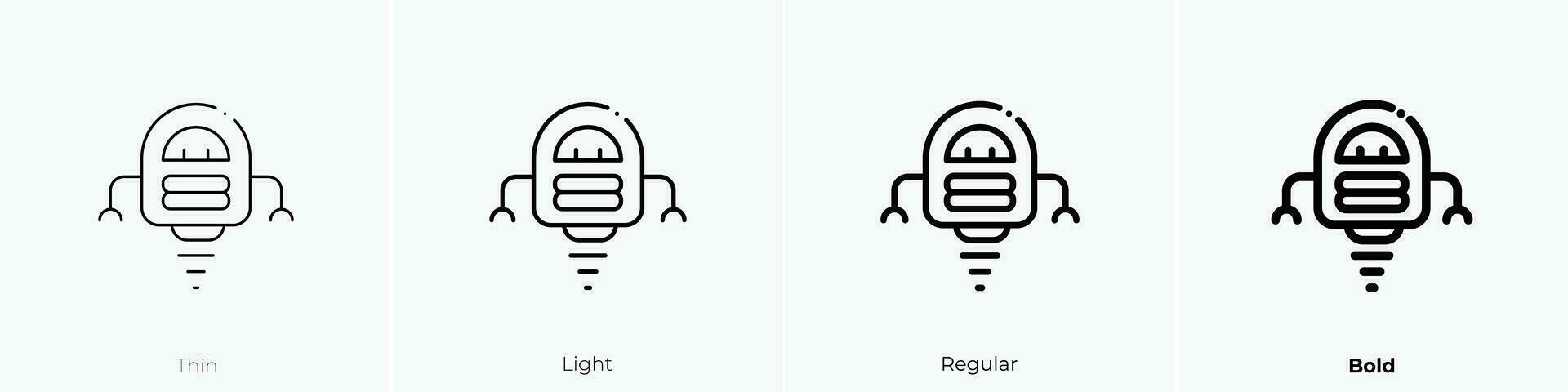 robot icon. Thin, Light, Regular And Bold style design isolated on white background vector