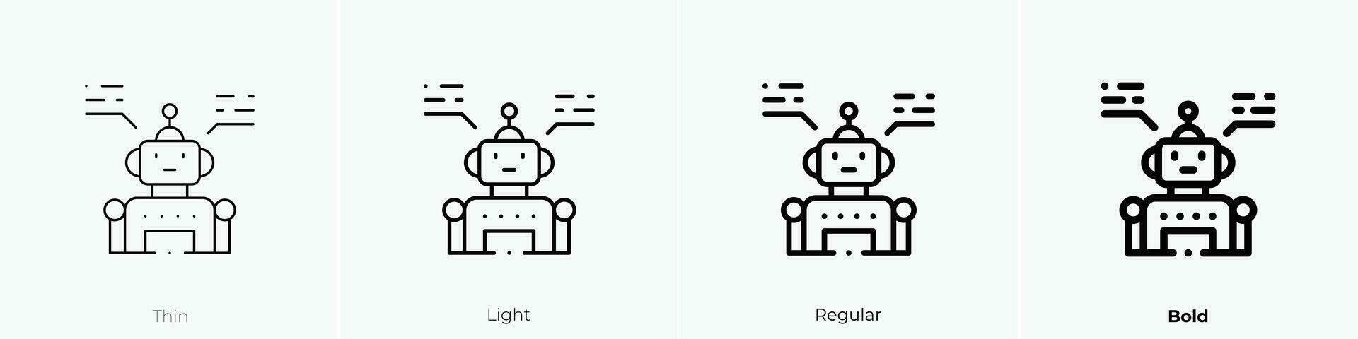 robot icon. Thin, Light, Regular And Bold style design isolated on white background vector