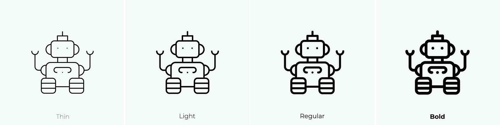 robot icon. Thin, Light, Regular And Bold style design isolated on white background vector