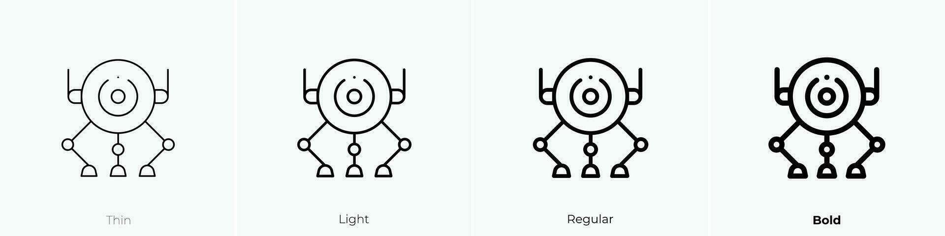 robot icon. Thin, Light, Regular And Bold style design isolated on white background vector