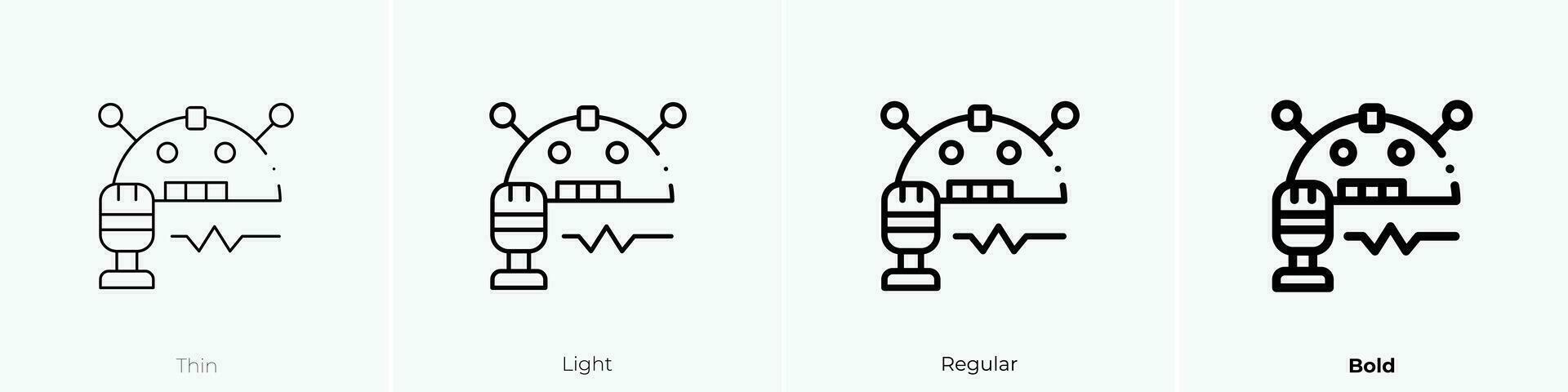 robot icon. Thin, Light, Regular And Bold style design isolated on white background vector