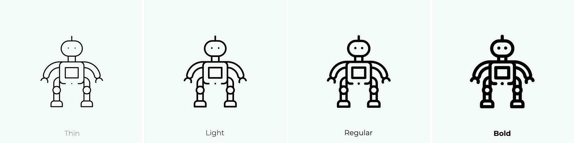 robot icon. Thin, Light, Regular And Bold style design isolated on white background vector