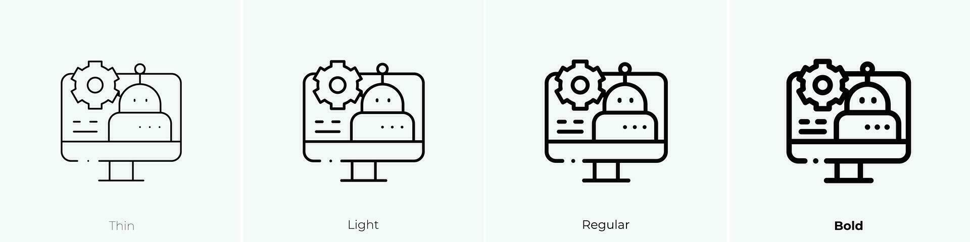 robot icon. Thin, Light, Regular And Bold style design isolated on white background vector