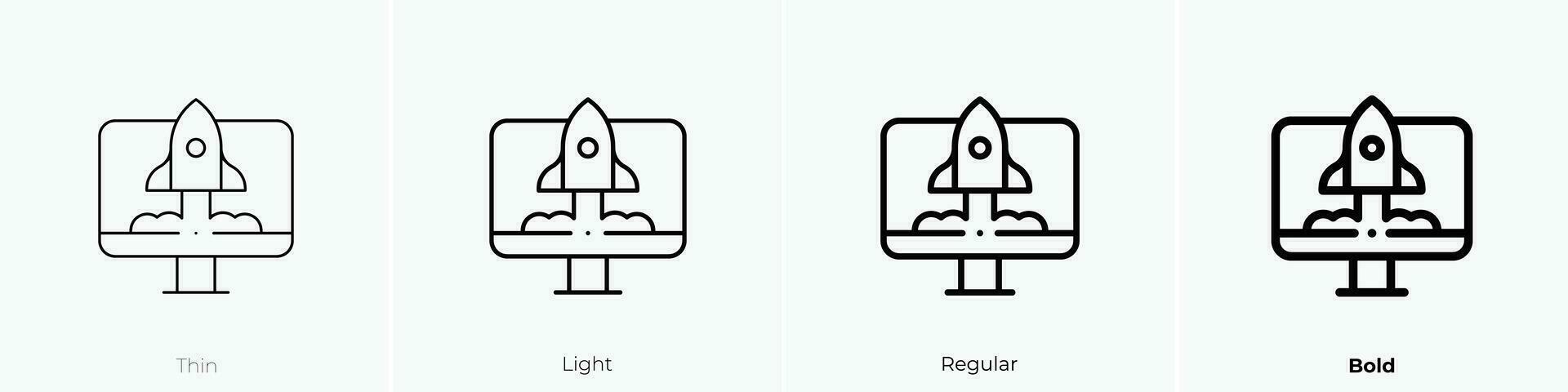 cohete Embarcacion icono. delgado, luz, regular y negrita estilo diseño aislado en blanco antecedentes vector