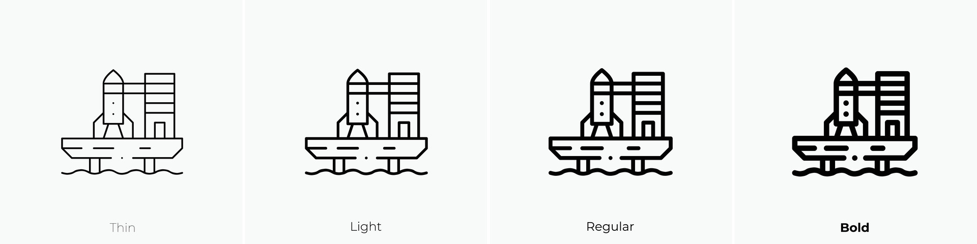 rocket launch icon. Thin, Light, Regular And Bold style design isolated