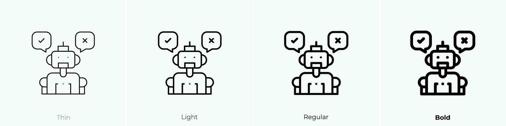 robot icon. Thin, Light, Regular And Bold style design isolated on white background vector