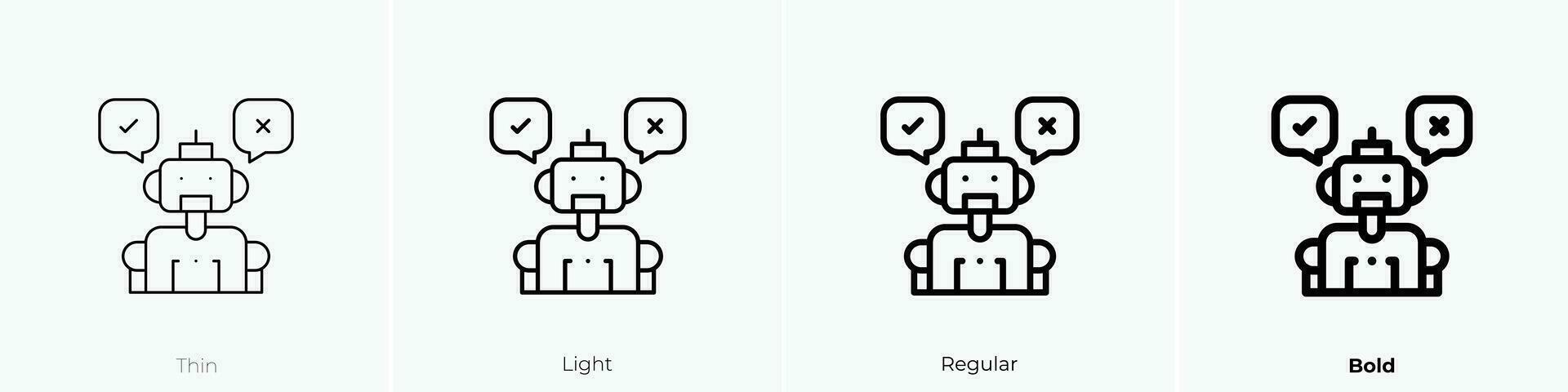 robot icono. delgado, luz, regular y negrita estilo diseño aislado en blanco antecedentes vector