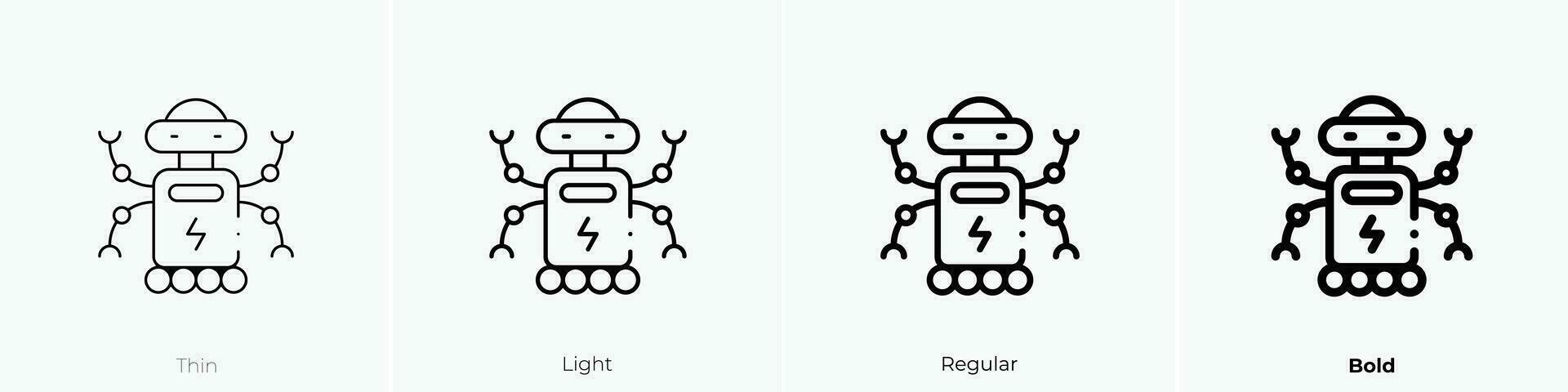 robot icon. Thin, Light, Regular And Bold style design isolated on white background vector