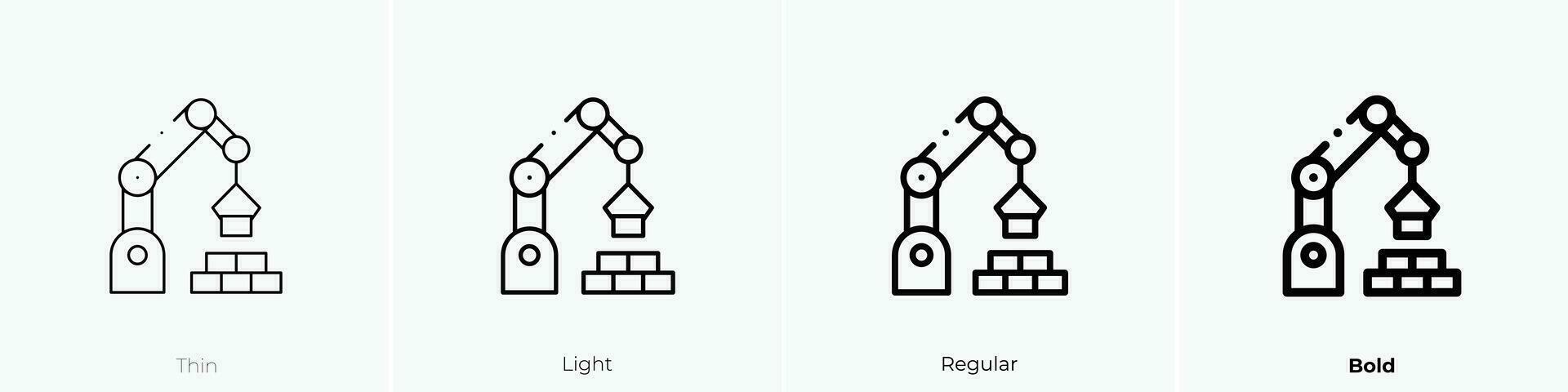 robot icon. Thin, Light, Regular And Bold style design isolated on white background vector