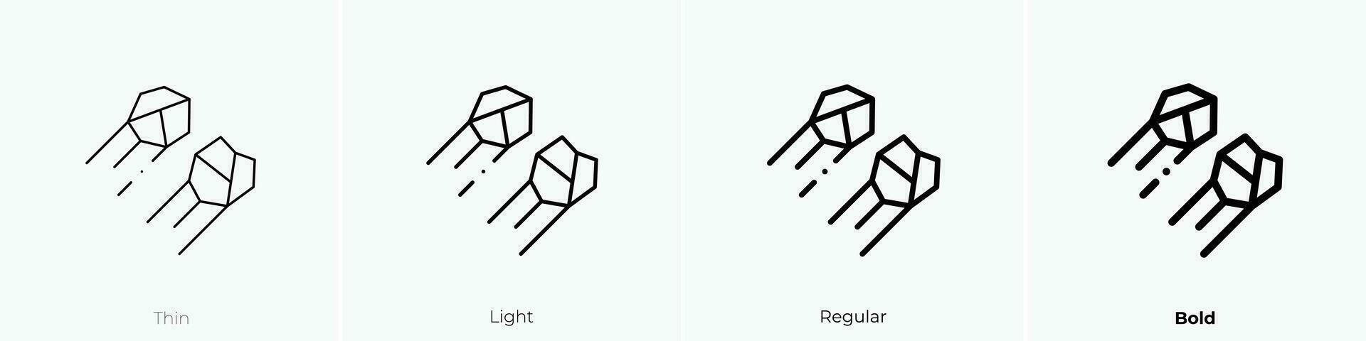 rocas icono. delgado, luz, regular y negrita estilo diseño aislado en blanco antecedentes vector