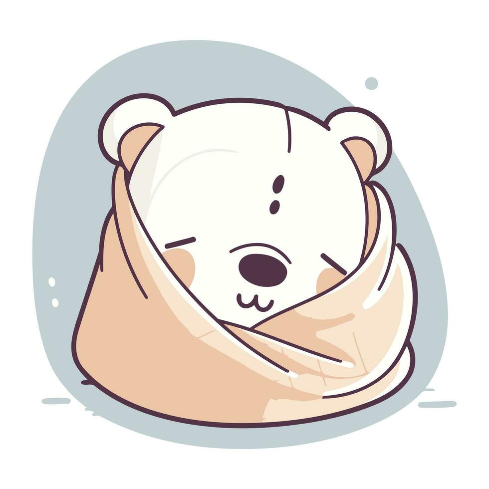 linda polar oso envuelto en un bufanda. vector ilustración en dibujos animados estilo.