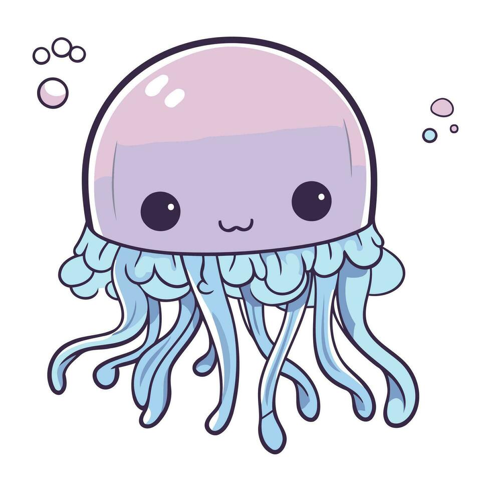 cute jellyfish kawaii cartoon character vector illustration graphic design